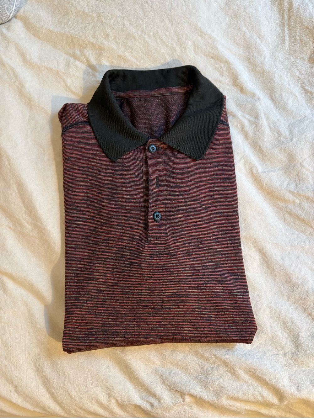lululemon athletica Red Heather Polo with Black Collar